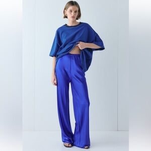 Remi Satin Pant in Cobalt